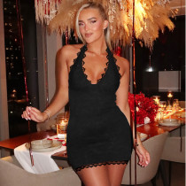 Lace lace backless lace up dress with wrapped buttocks Lace lace backless lace up dress with wrapped buttocks