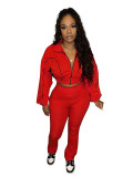 Splicing color blocking zipper micro horn two-piece set