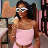 Lace lace camisole top and shorts set