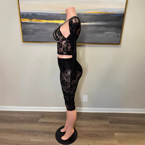 Lace shorts two-piece set