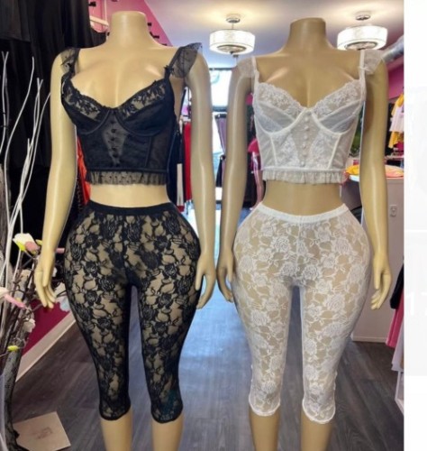 Lace shorts two-piece set