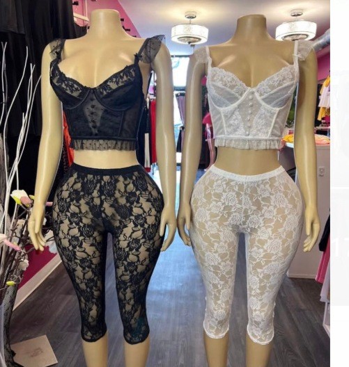 Lace shorts two-piece set