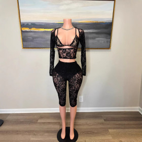 Lace shorts two-piece set