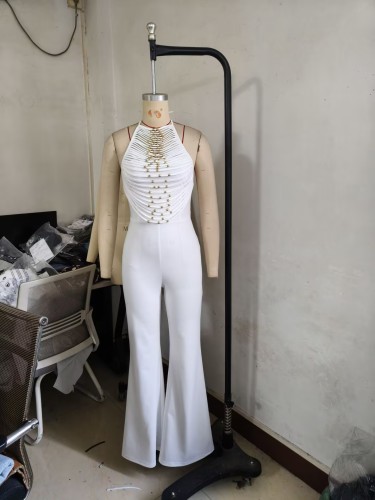 Women's high neck sleeveless jumpsuit A7554