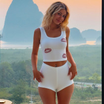 Rhinestone exposed navel vest sports leggings set S5318637K Rhinestone exposed navel vest sports leggings set S5318637K