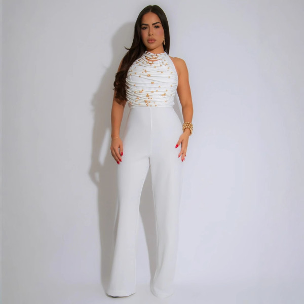 Women's high neck sleeveless jumpsuit A7554