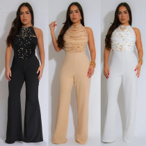 Women's high neck sleeveless jumpsuit A7554