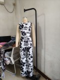Sleeveless vest high waisted pants set A7549