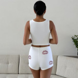 Rhinestone exposed navel vest sports leggings set S5318637K