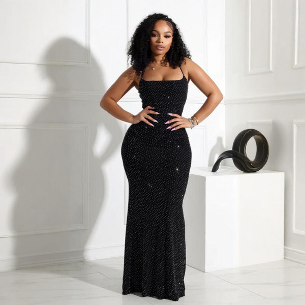Sling, hot stamping, hip hugging long skirt CY901715