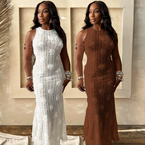 Sleeveless lace up dress CY901744