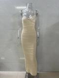 Sling, hollow out, twisted, knitted jumpsuit, long skirt JP839-1