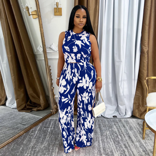 Sleeveless vest high waisted pants set A7549