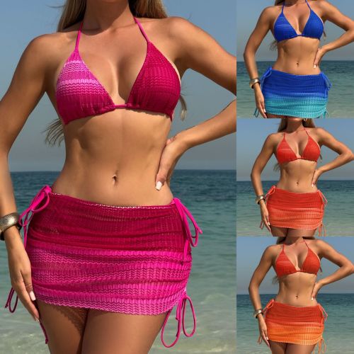 Gradient mesh three piece beach bikini set S904530000953
