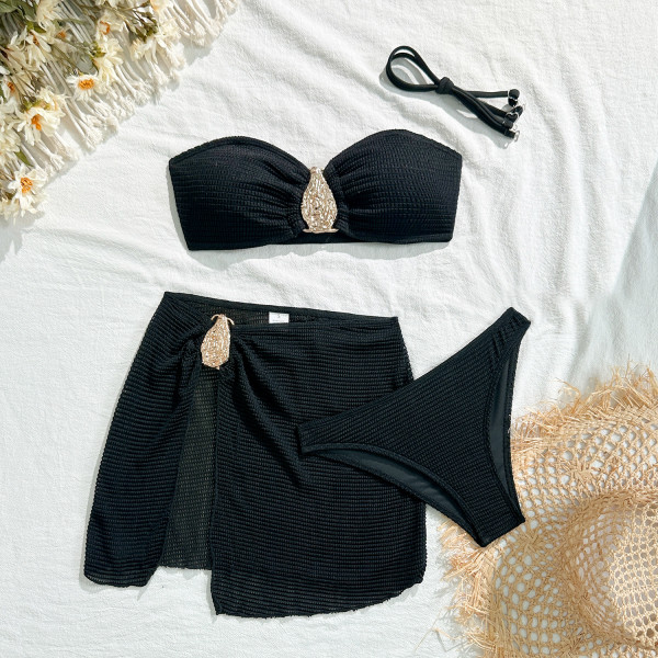 Three piece short skirt swimsuit bikini S906672998044