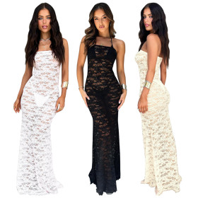 Lace see through long skirt MZ2901