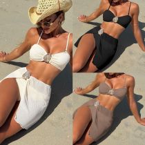 Three piece short skirt swimsuit bikini S906672998044