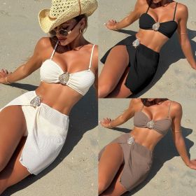 Three piece short skirt swimsuit bikini S906672998044