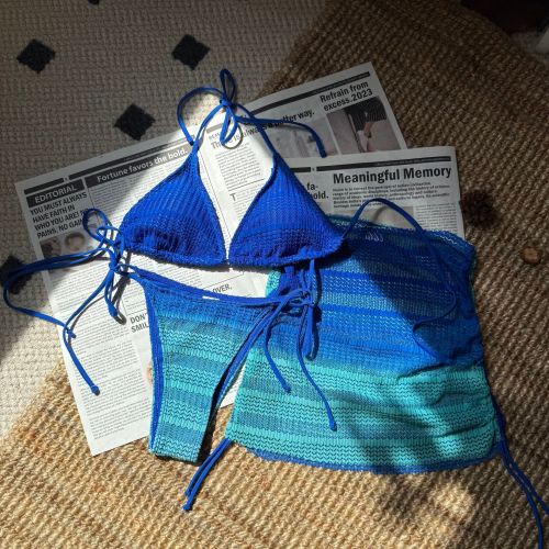 Gradient mesh three piece beach bikini set S904530000953