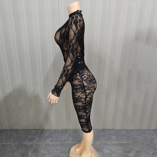 Two piece lace women's shorts set