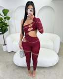 Hollow mesh pajamas lace underwear jumpsuit