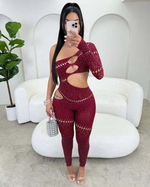 Hollow mesh pajamas lace underwear jumpsuit