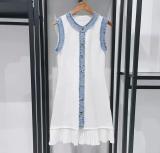 Cowboy fringe trimmed knit short sleeved vest skirt