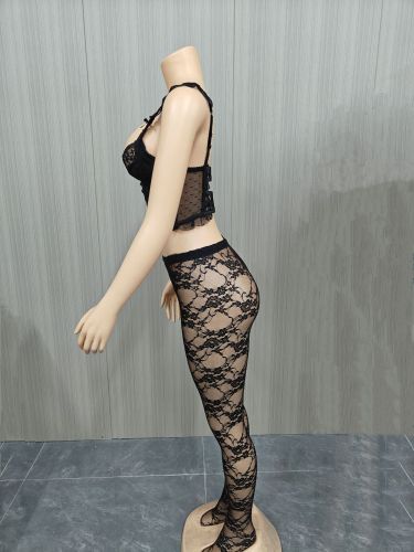 Lace suit vest leggings 2-piece set
