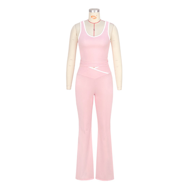 Cross flared pants nude yoga fitness two-piece set