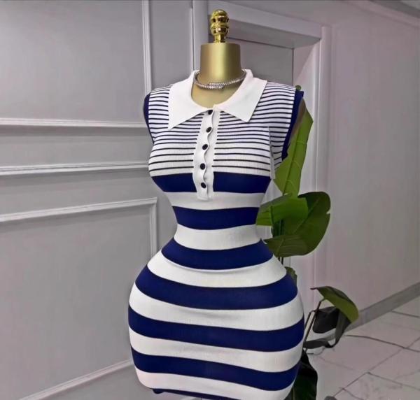 Short striped knitted dress
