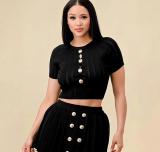 Thin Short Knitted Round Neck T-shirt