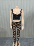 Lace suit vest leggings 2-piece set