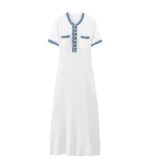 Cowboy fringe trimmed patchwork knit dress