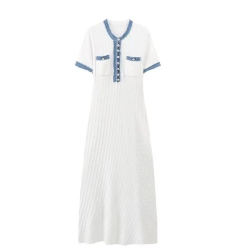 Cowboy fringe trimmed patchwork knit dress