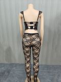 Lace suit vest leggings 2-piece set