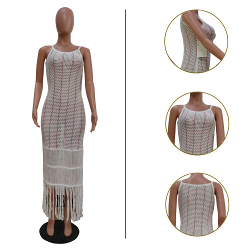 Knitted fringe beach skirt