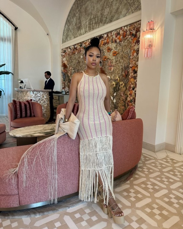 Knitted fringe beach skirt