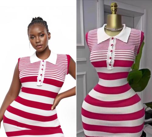 Short striped knitted dress