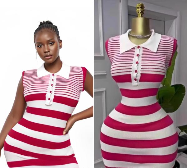 Short striped knitted dress