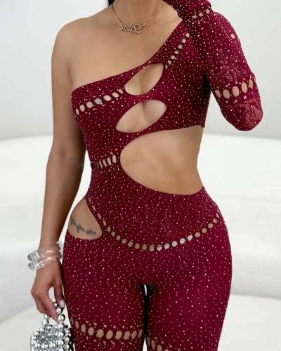 Hollow mesh pajamas lace underwear jumpsuit