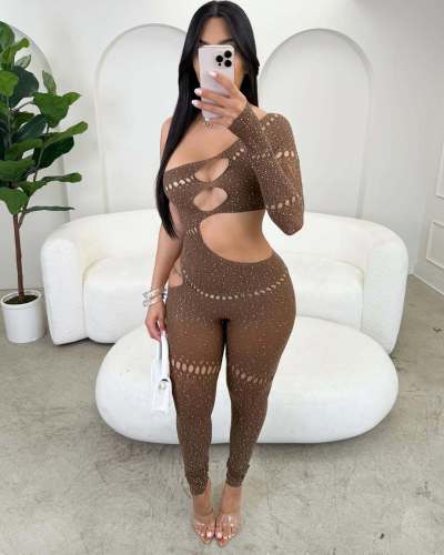 Hollow mesh pajamas lace underwear jumpsuit