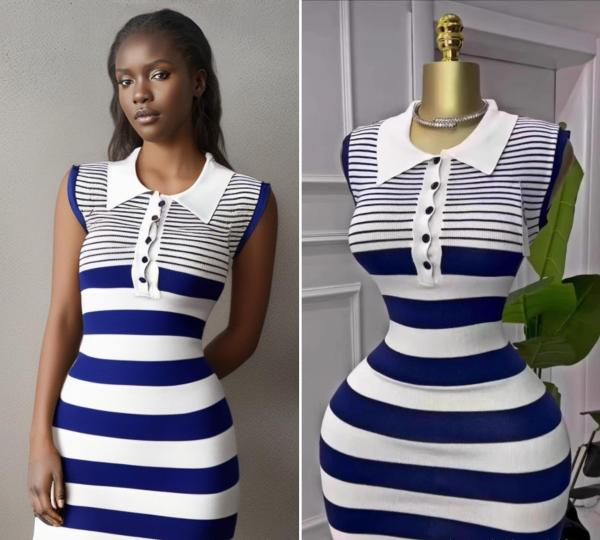 Short striped knitted dress