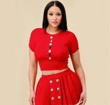 Thin Short Knitted Round Neck T-shirt