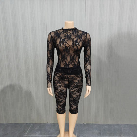Two piece lace women's shorts set