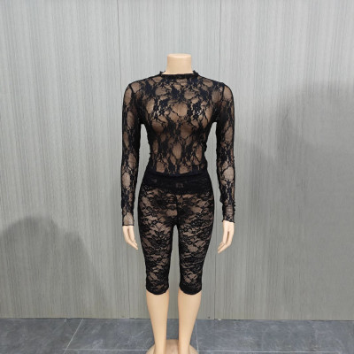 Two piece lace women's shorts set
