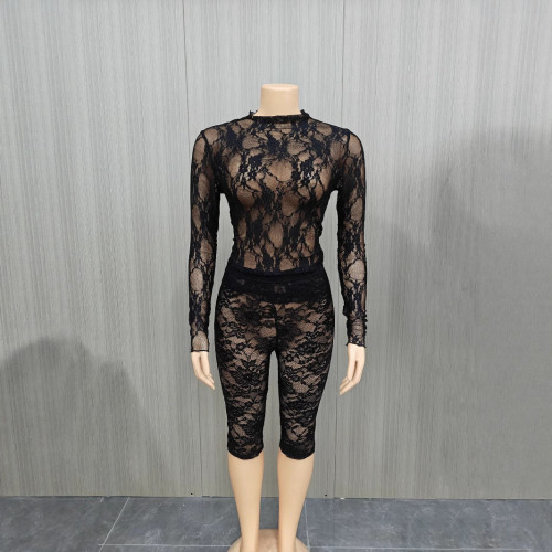 Two piece lace women's shorts set