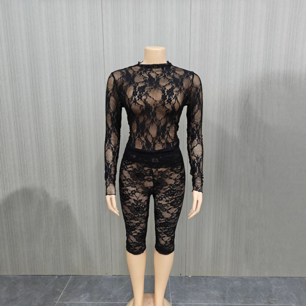 Two piece lace women's shorts set