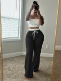 High waisted wide leg pants set