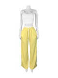 High waisted wide leg pants set