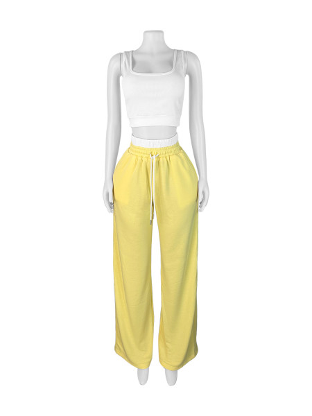 High waisted wide leg pants set